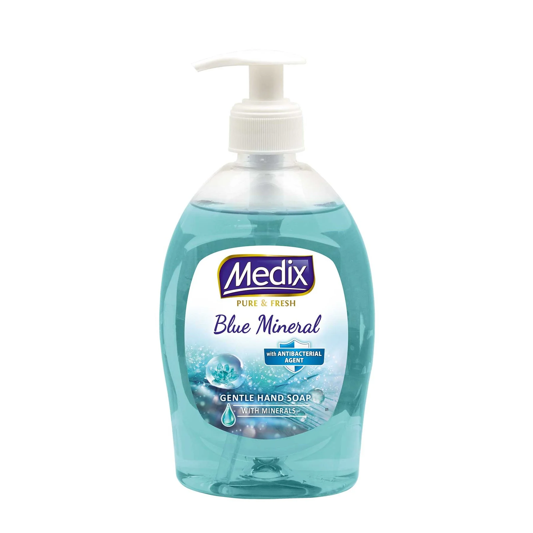 Liquid soap Medix Pure Blue Mineral, with pump, 400 ml, blue