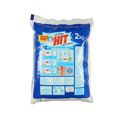 Laundry detergent Ultra Hit, powder, universal, for white and colored laundry, 2 kg