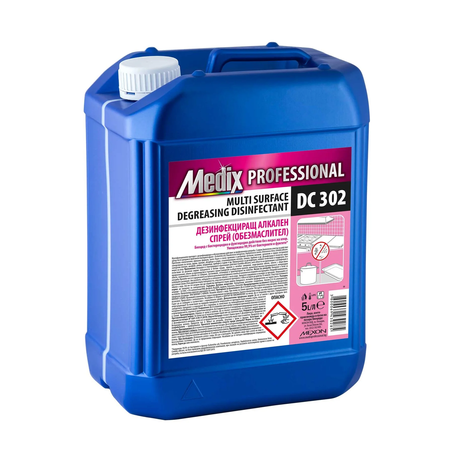 Disinfectant alkaline spray degreaser Medix Professional, DC 302, 5 L