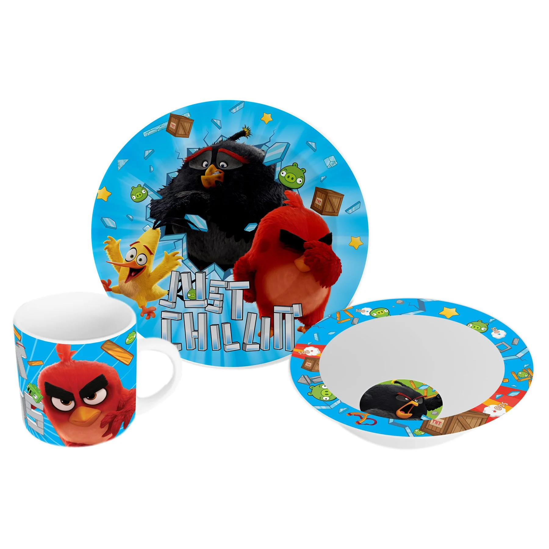 Disney Комплект чаша, чиния и купа Angry Birds, порцеланови