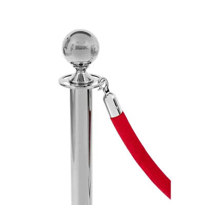 Rope with clasp Velor, chrome, 160 cm, red