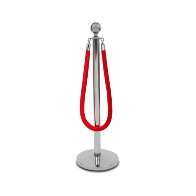 Rope with clasp Velor, chrome, 160 cm, red