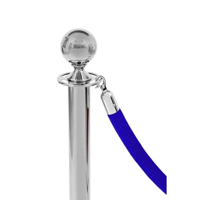 Rope with clasp Velor, chrome, 160 cm, blue