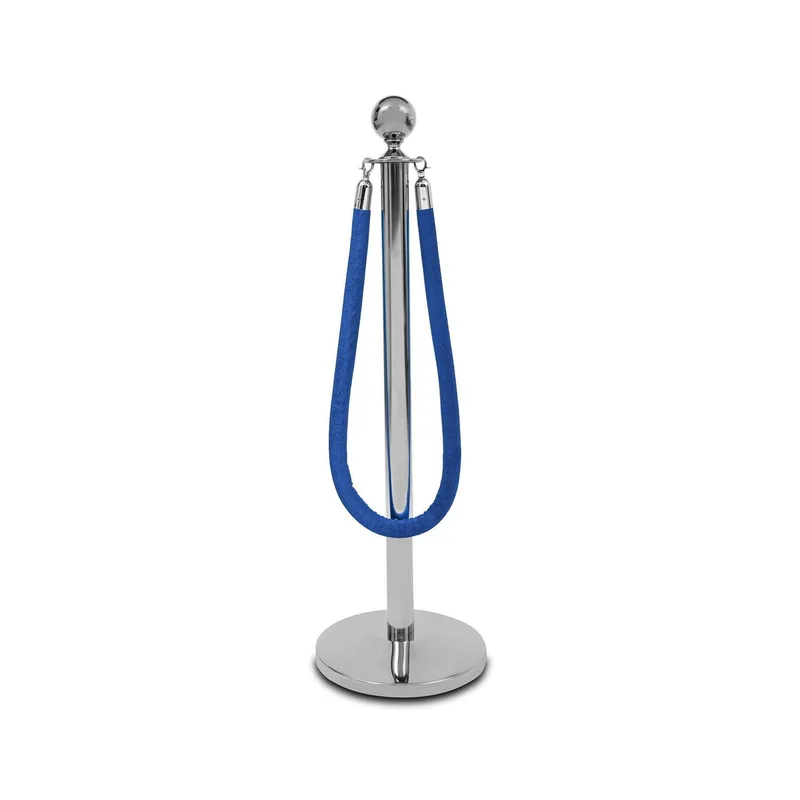 Rope with clasp Velor, chrome, 160 cm, blue
