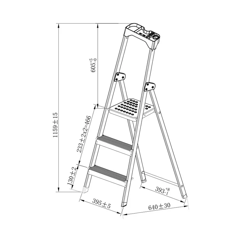 Ladder Twin, aluminum, 2+1 steps