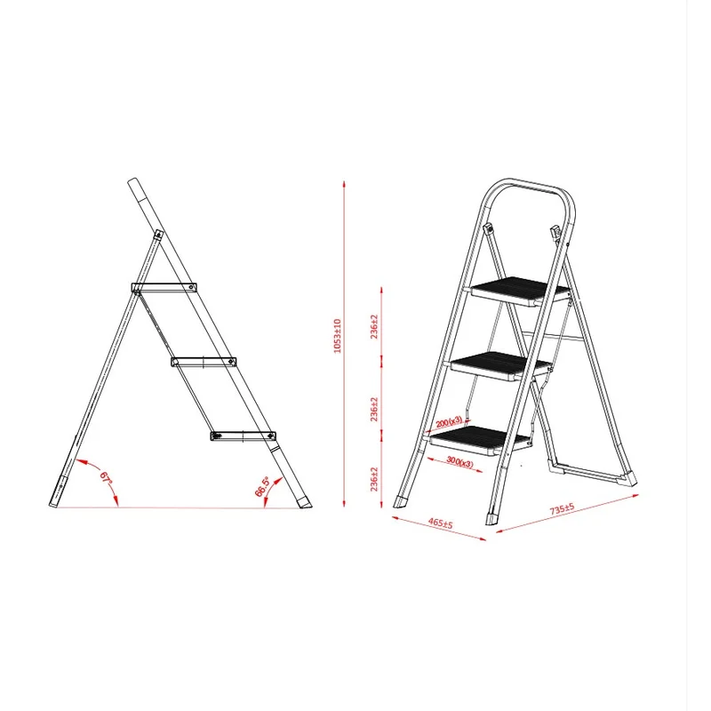 Ladder Twin, metal, 74 х 46 х 103 cm, 3 steps