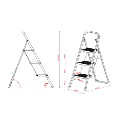 Ladder Twin, metal, 74 х 46 х 103 cm, 3 steps