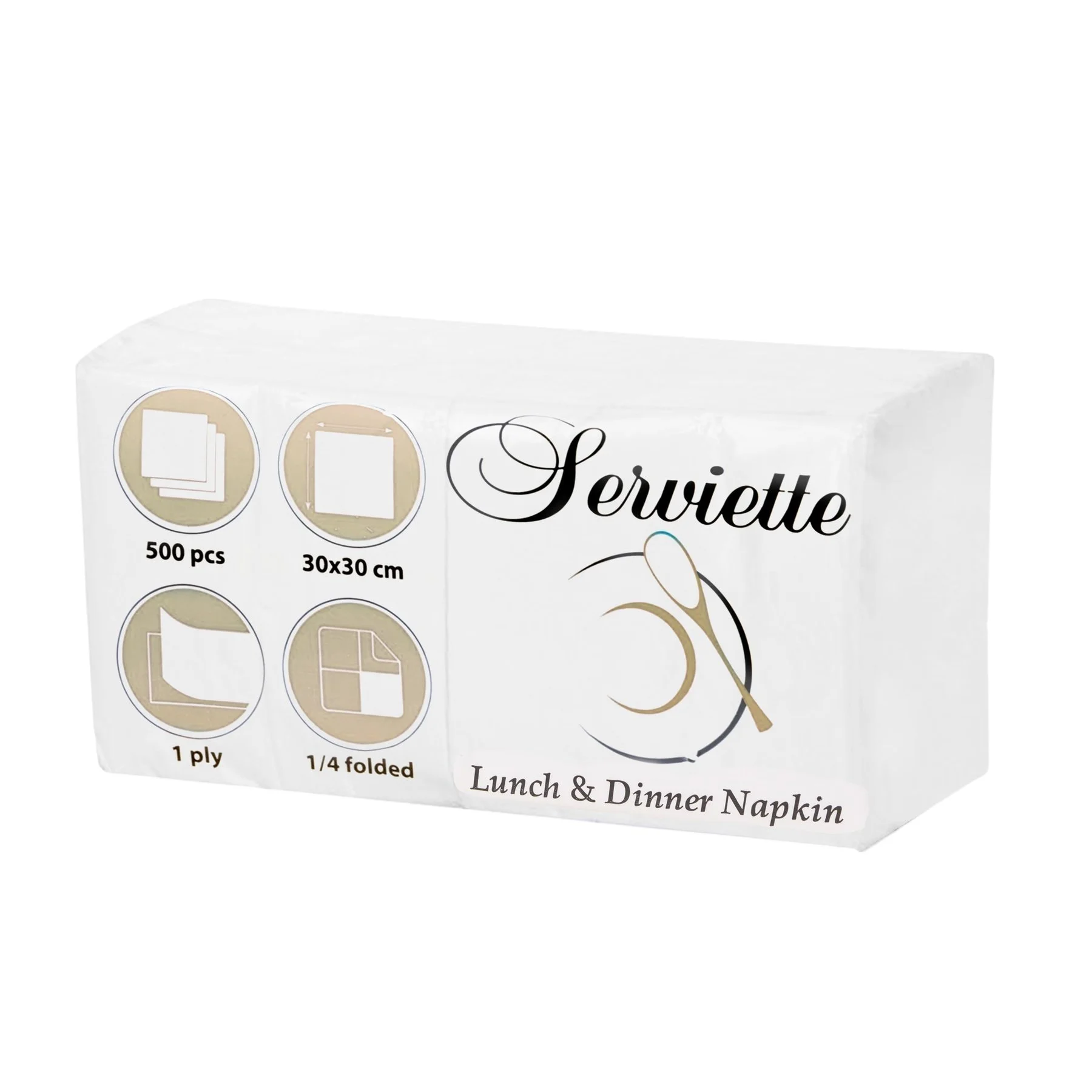 Napkins, 1/4 fold, fine, with border, 33 x 33 cm, 500 counts