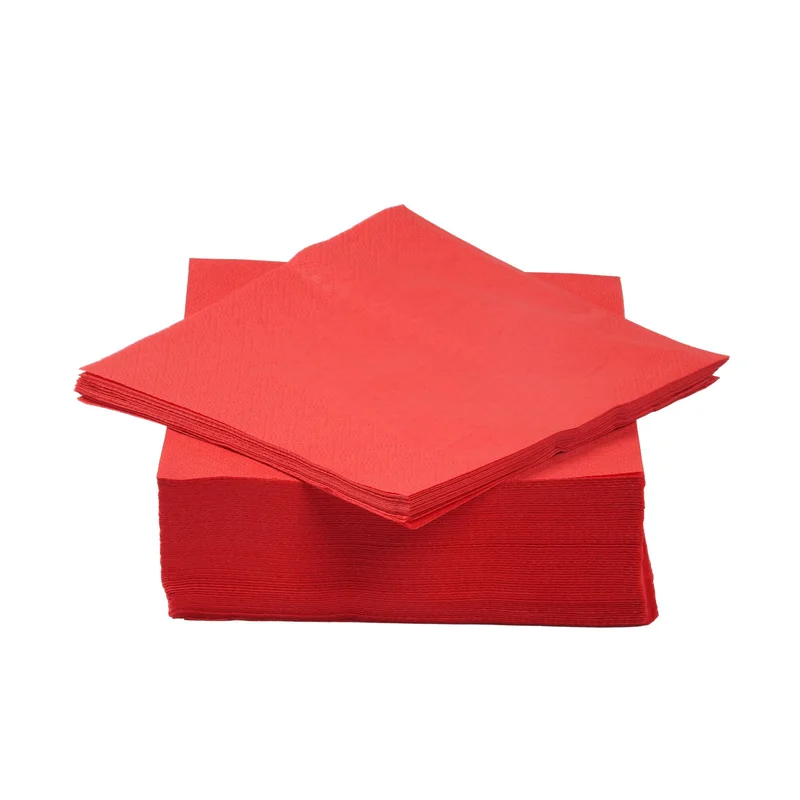 Napkins, cellulose, double-ply, 1/4 fold, 33 x 33 cm, red, 400 counts