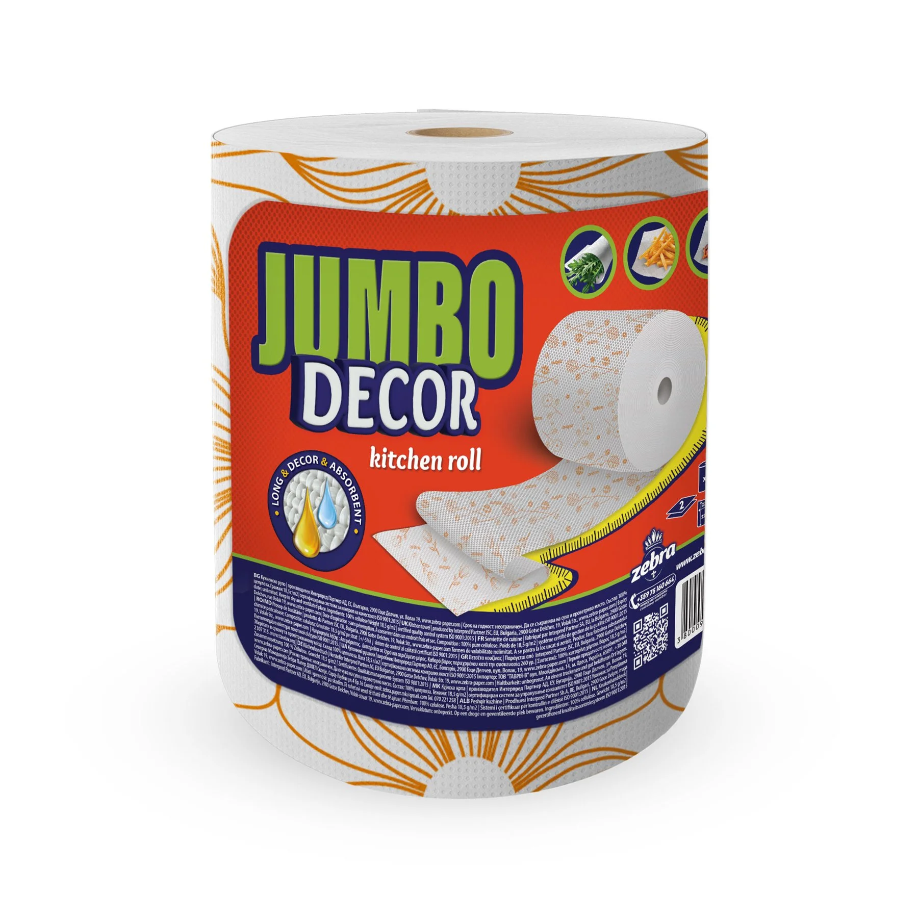 Kitchen towel Zebra Jumbo Decor, 2-ply, 150 sheets