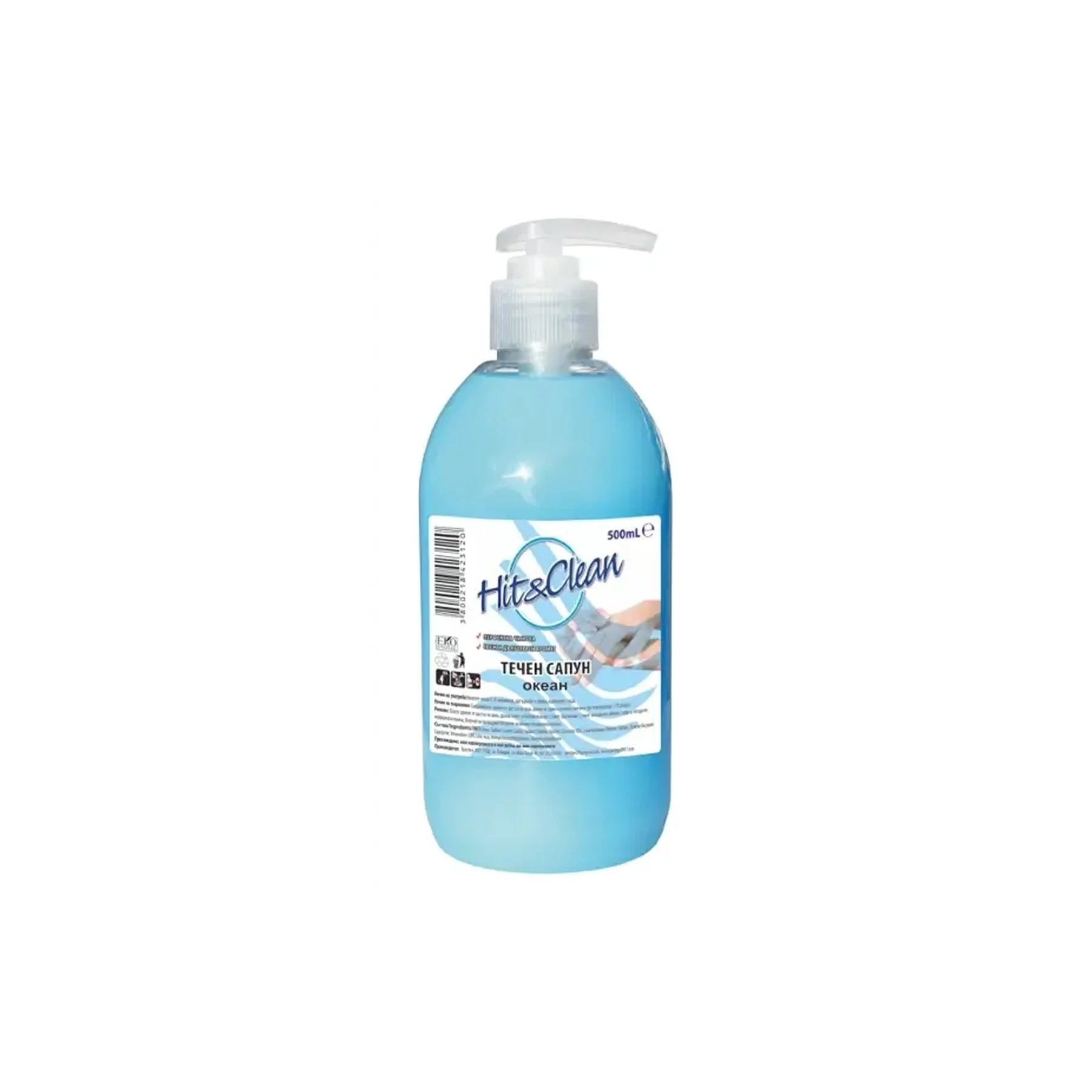 Liquid soap Hit&Clean, ocean, with pump, 500 ml