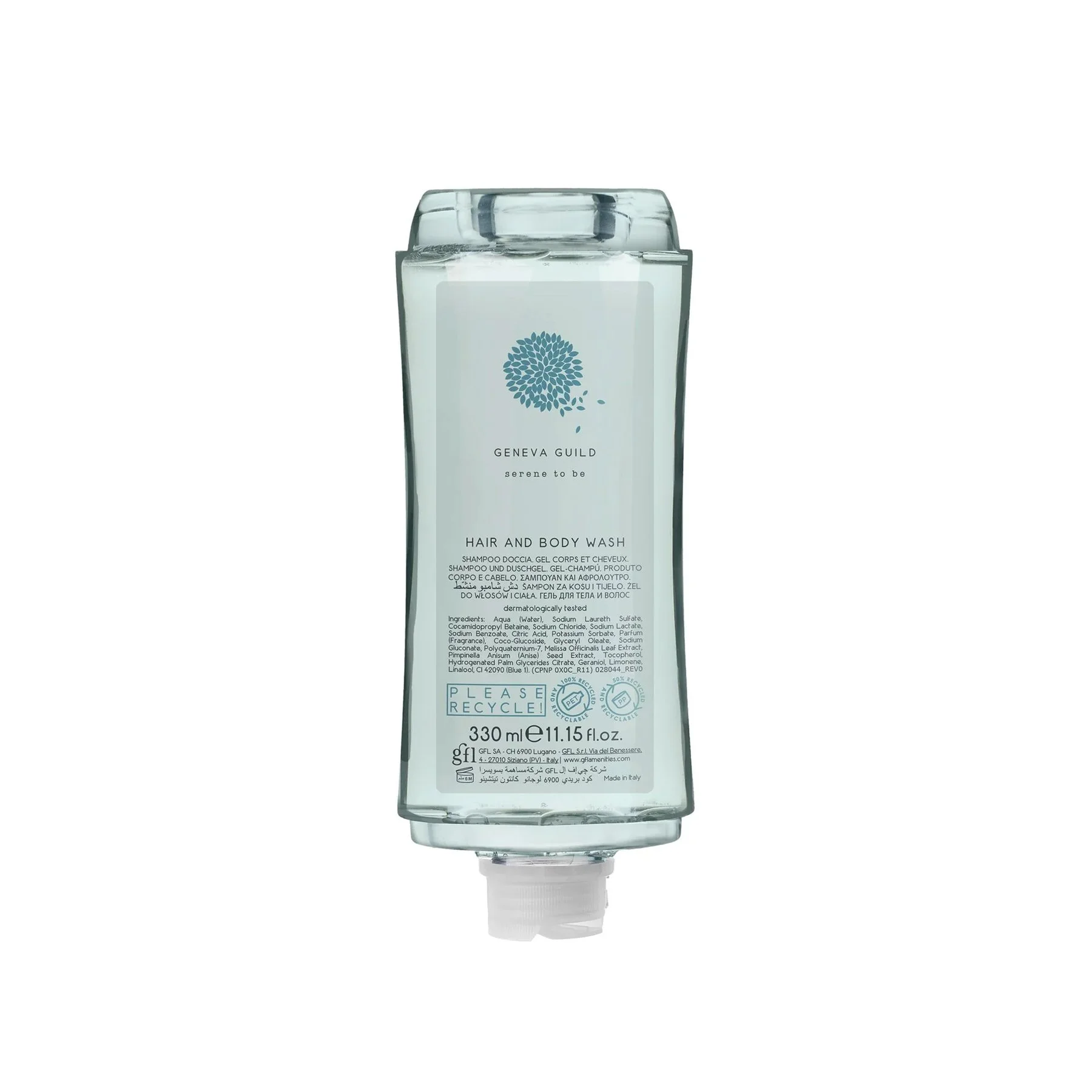 Shower gel for hair GFL Cosmetics and body Geneva, 330 ml, 6 х 20 cm