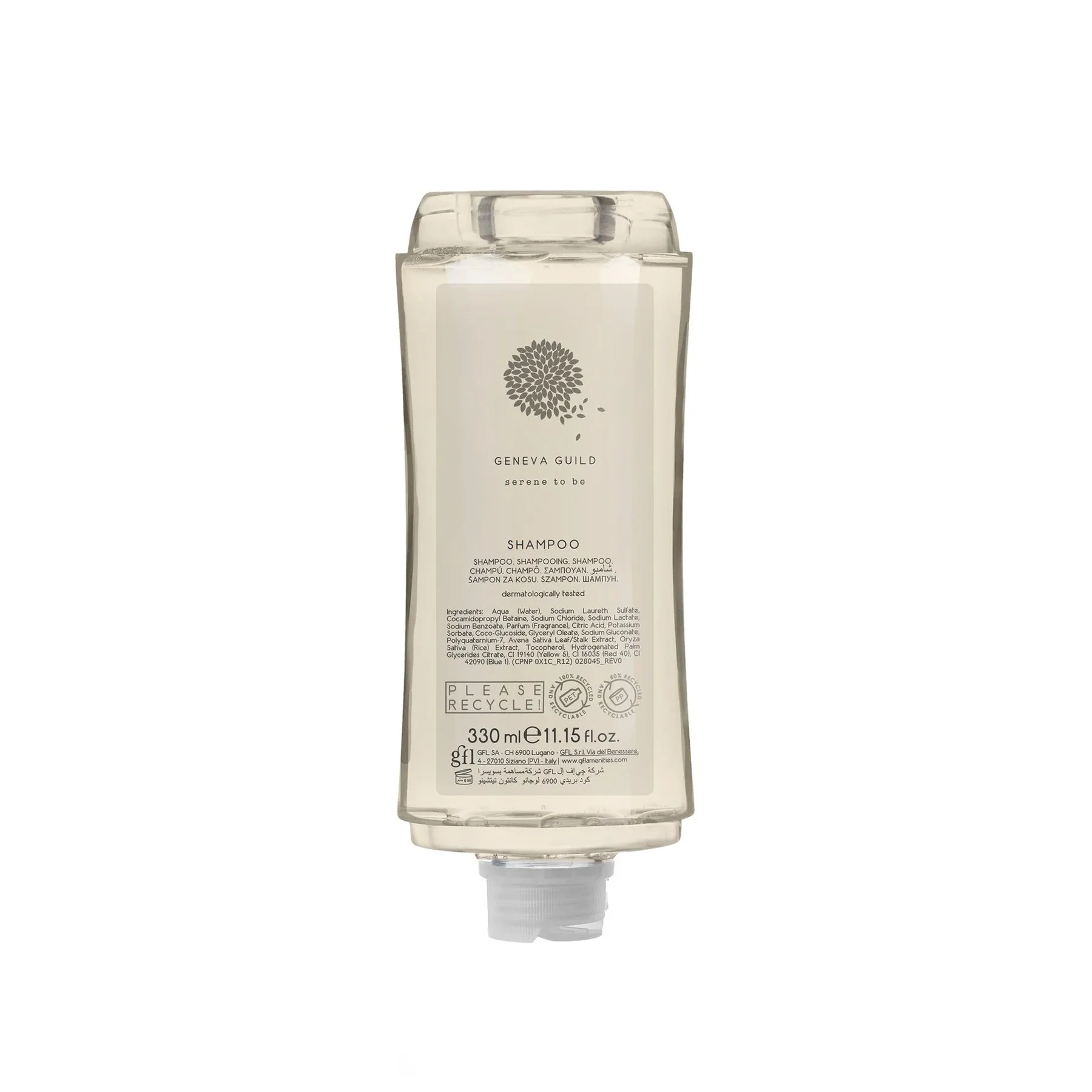 Shampoo GFL Cosmetics Geneva, filler for dispenser, 330 ml, 7 х 17.7 cm