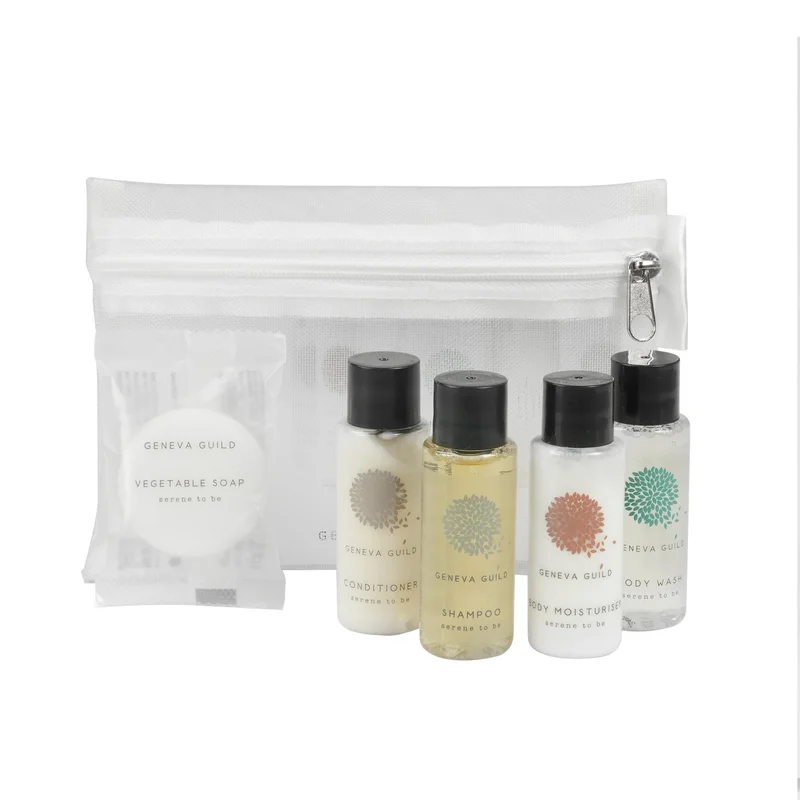 Set GFL Cosmetics Geneva, shower gel, shampoo, conditioner, lotion for body and solid soap, 0.03 l
