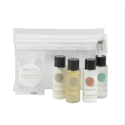 Set GFL Cosmetics Geneva, shower gel, shampoo, conditioner, lotion for body and solid soap, 0.03 l