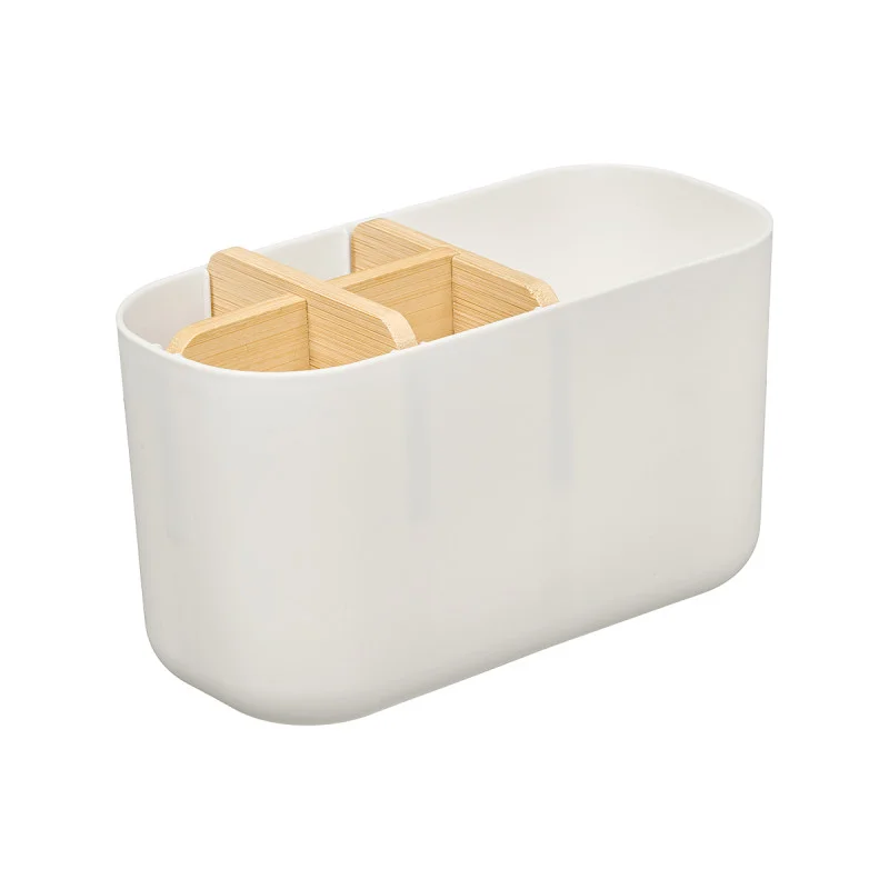Organizer Berilo, 5 compartments, plastic and bamboo, white