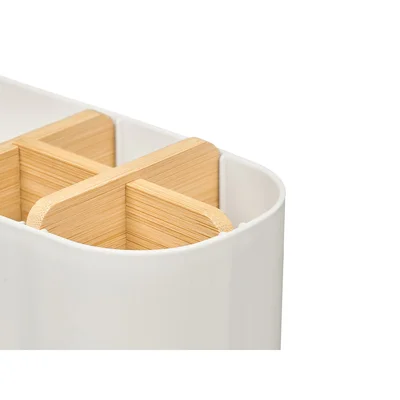Organizer Berilo, 5 compartments, plastic and bamboo, white