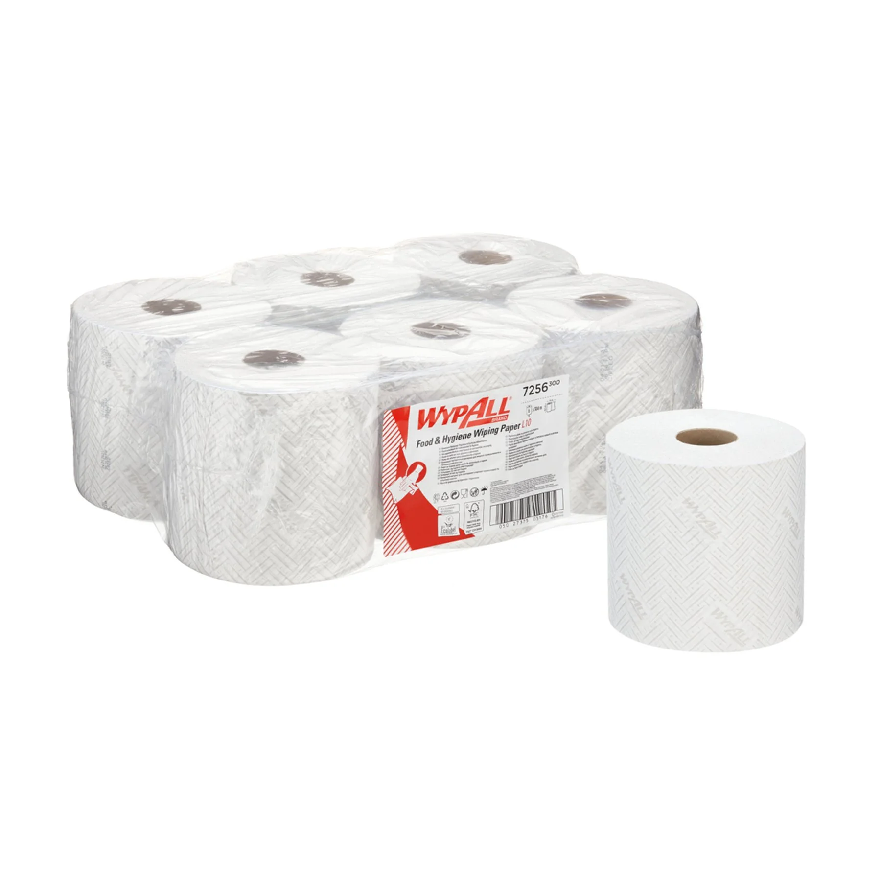 Towels for cleaning Kimberly-Clark WypAll L10 7256 Centrefeed, on roll, 38 x 19.5 cm, 800 short, white, 6 count