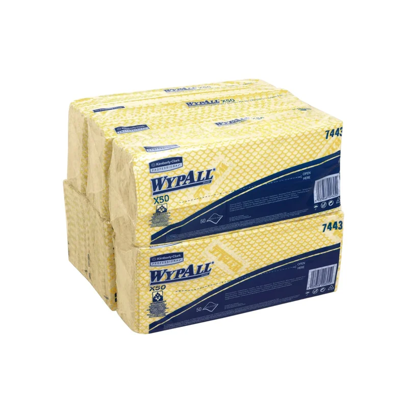 Towel Kimberly-Clark WypAll X50 7443, 41.8 х 24.7 cm, yellow, 50 count