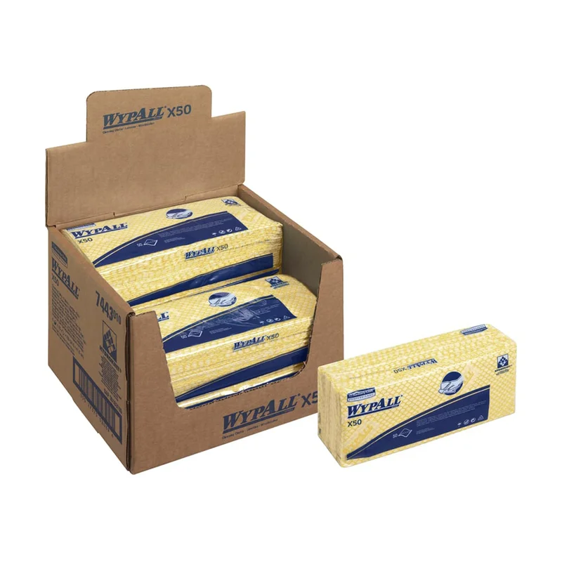 Towel Kimberly-Clark WypAll X50 7443, 41.8 х 24.7 cm, yellow, 50 count
