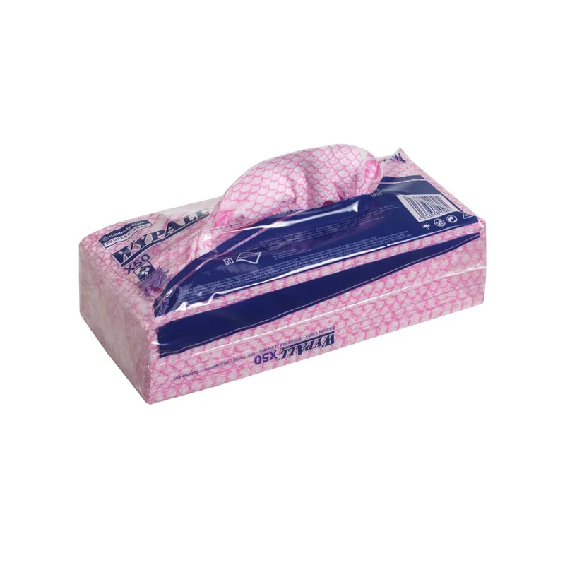 Кърпа Kimberly-Clark WypAll X50 7444, 41.8 х 24.7 cm, червена, 50 броя