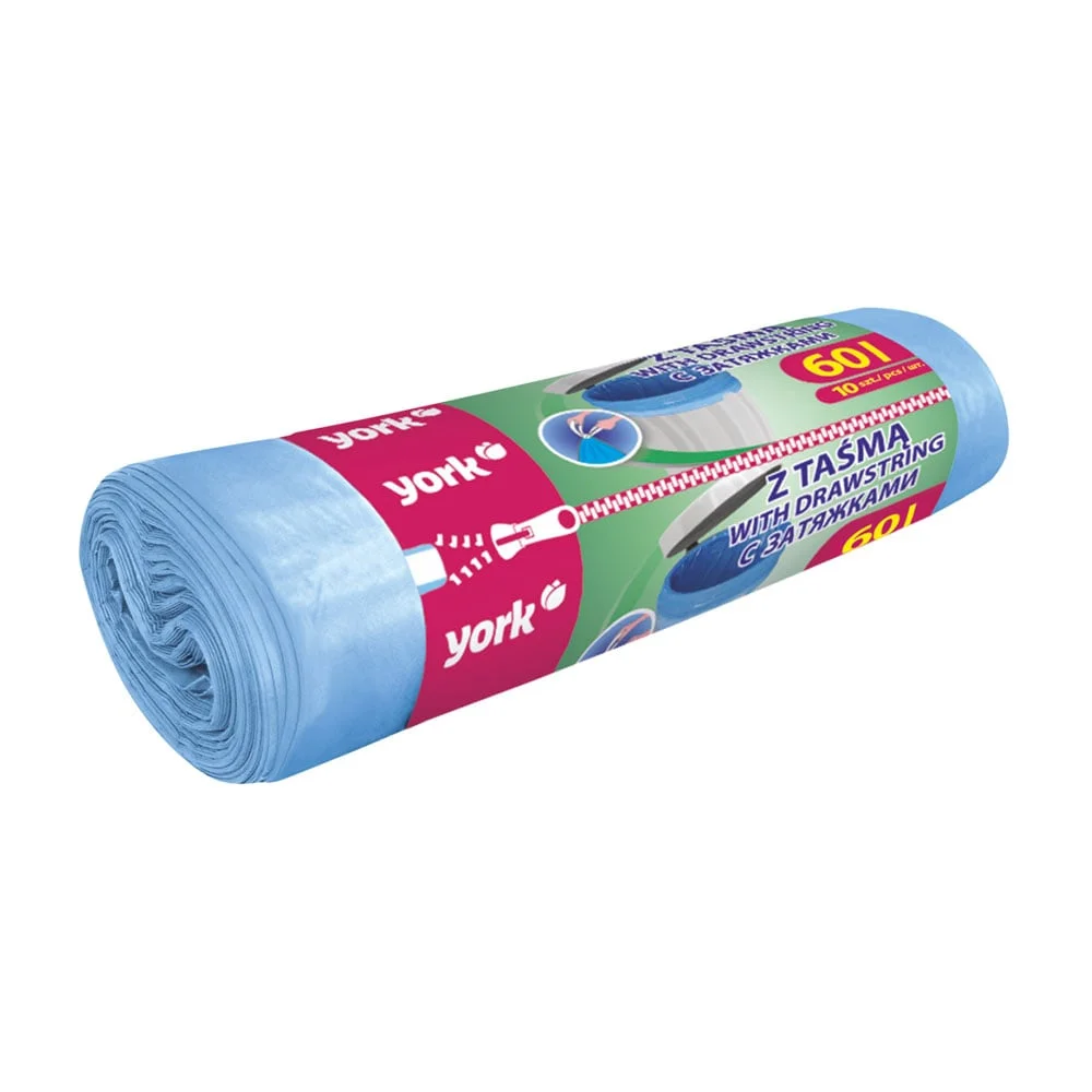 Garbage bags York, with drawstring, 60 L, 10 pcs