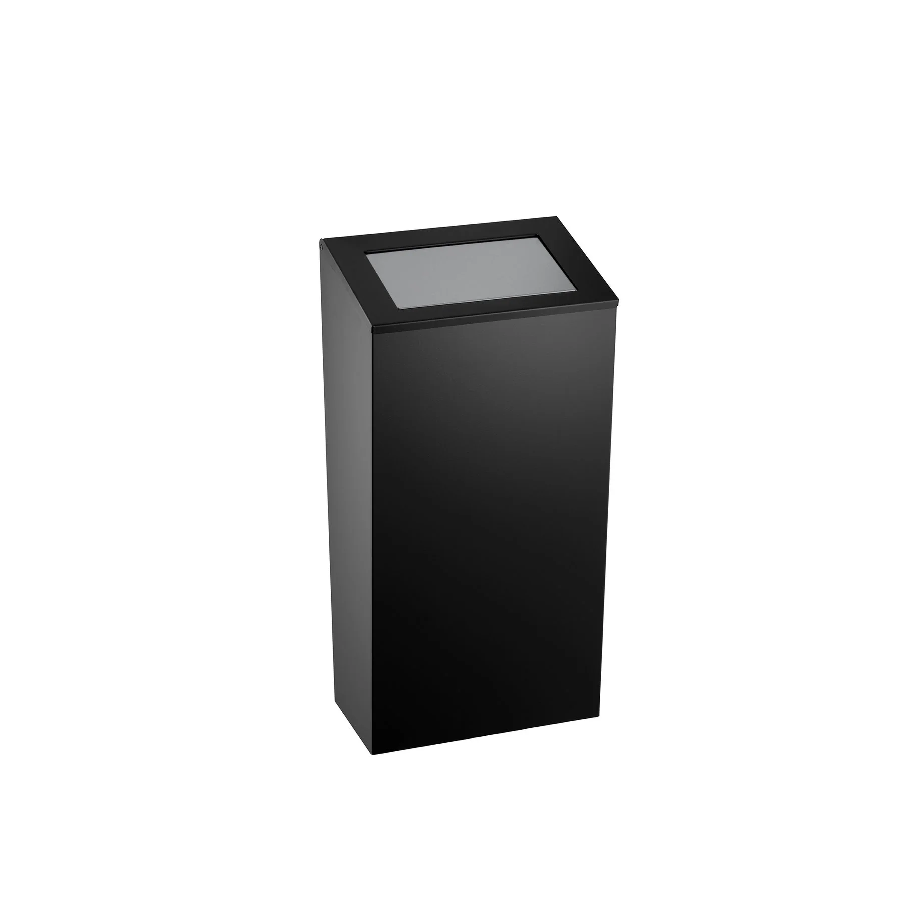 Waste bin Dayco, with push-on lid, metal, 21.5 x 30 x 40 cm, 25 L, black