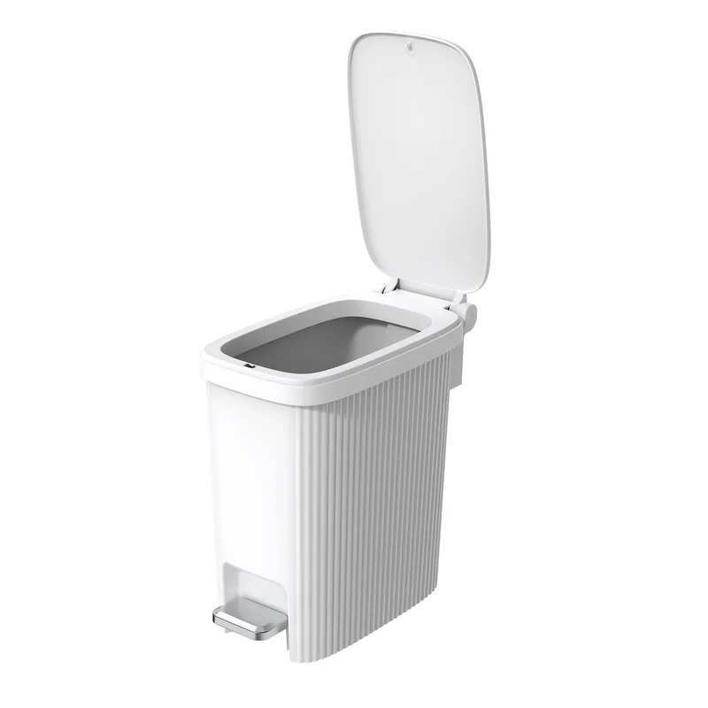 Кош за отпадъци Eko Touchgo, с педал, 10 L, бял