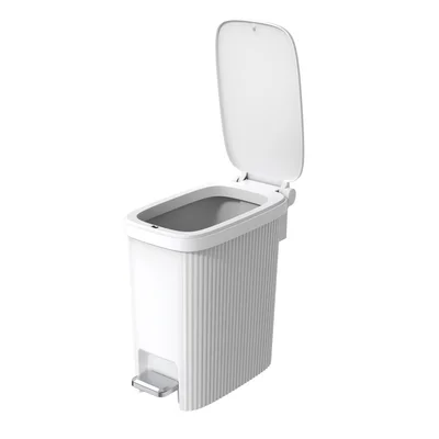 Кош за отпадъци Eko Touchgo, с педал, 10 L, бял