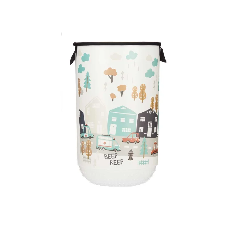 Laundry basket Kipit, plastic, with lid, 40 L, light