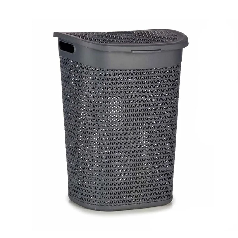 Laundry basket Kipit, with lid, 60 L, anthracite