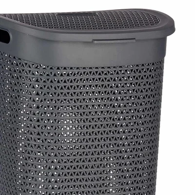 Кош за пране Kipit, с капак, 60 L, антрацит