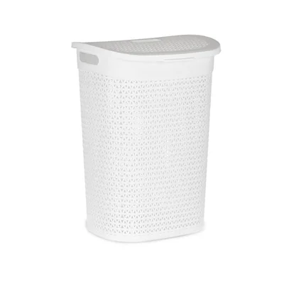 Кош за пране Kipit, с капак, 60 L, бял
