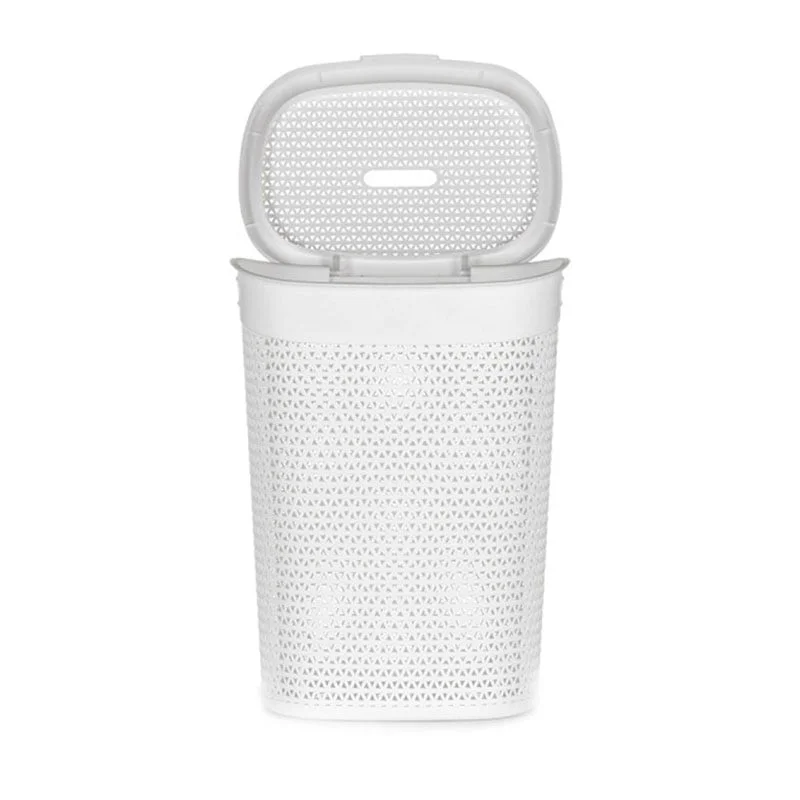 Кош за пране Kipit, с капак, 60 L, бял