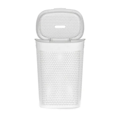 Кош за пране Kipit, с капак, 60 L, бял