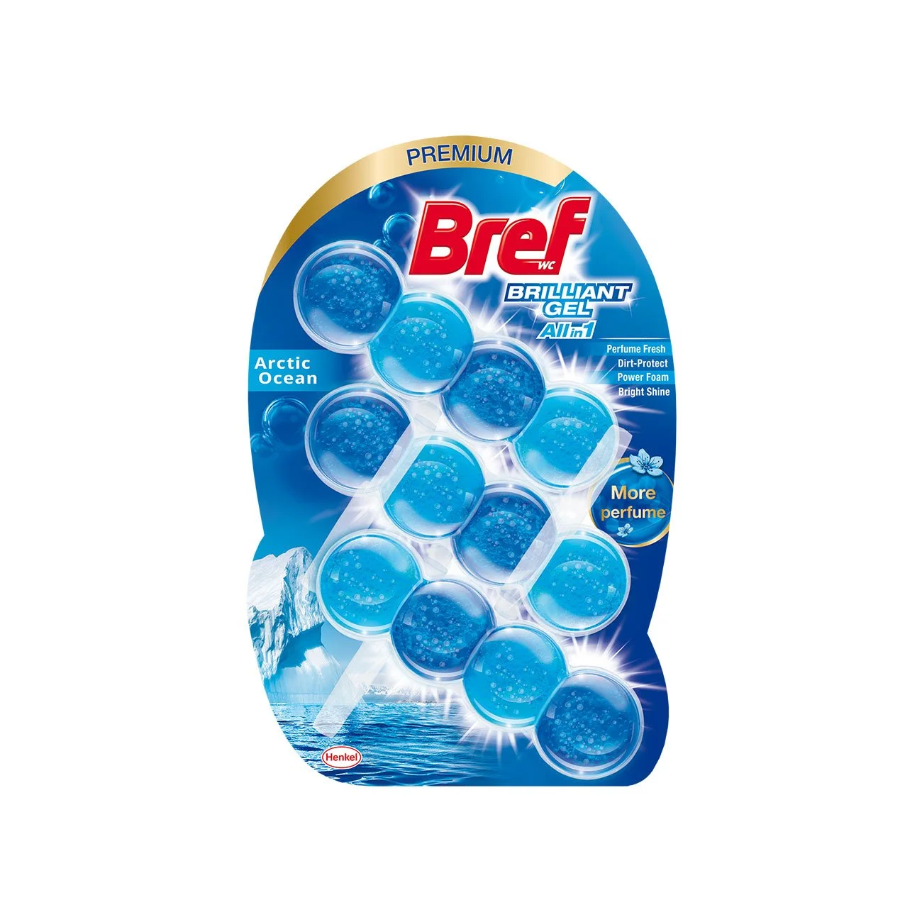 Ароматизатор за тоалетна Bref Brilliant, Arctic Ocean, 3 х 42 g