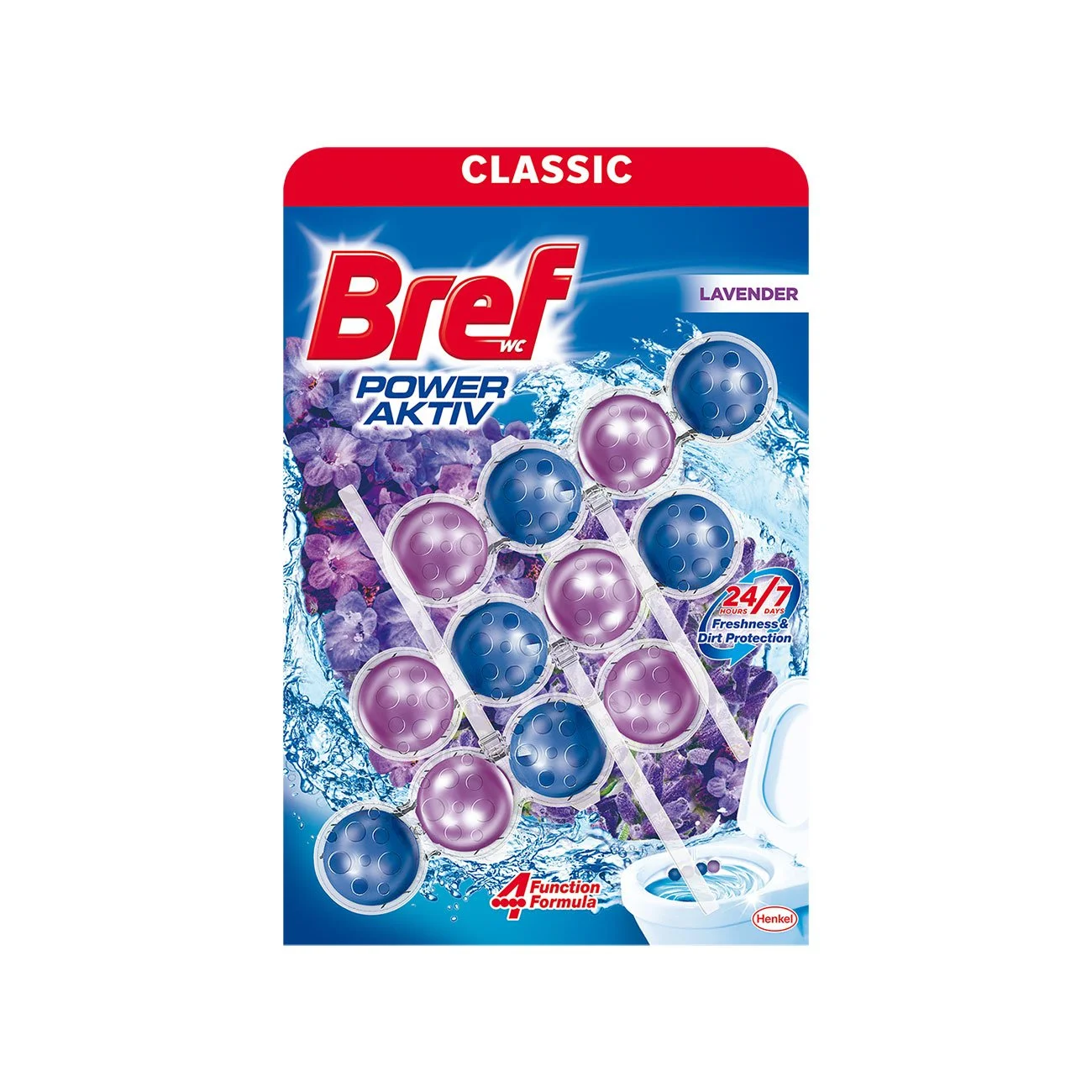 Air freshener for toilet Bref WC Active Power Trio Pack, lavender, 50 g, 3 count