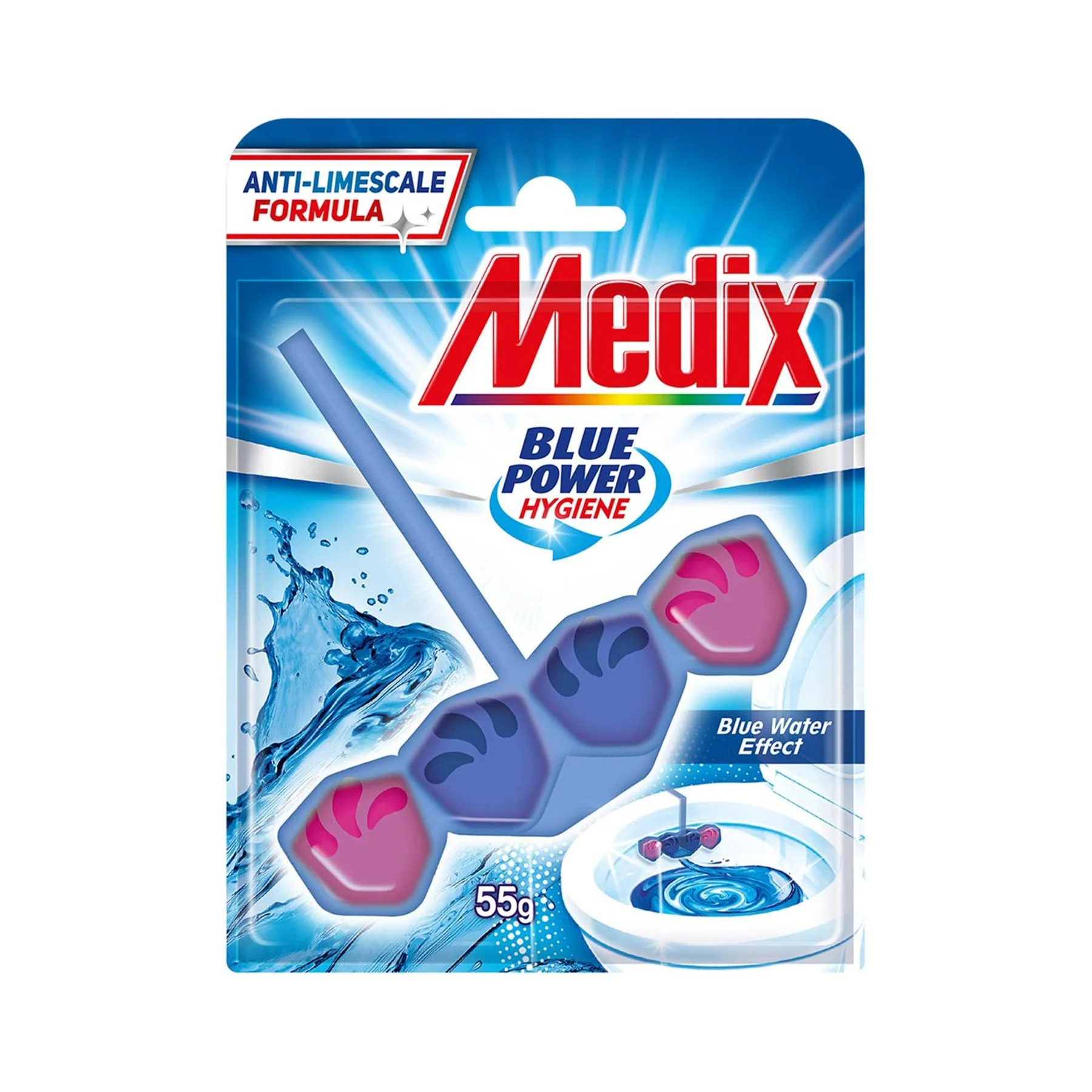 Air freshener for toilet Medix WC Blue Power, solid block, blue water, 55 g