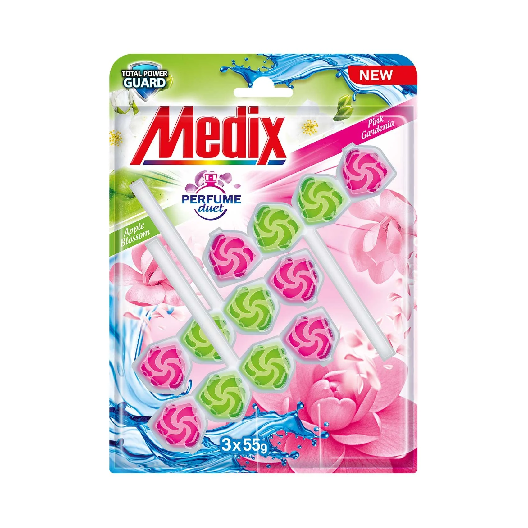 Air freshener for toilet Medix Perfume Duet Apple & Pink, 55 g, 3 count