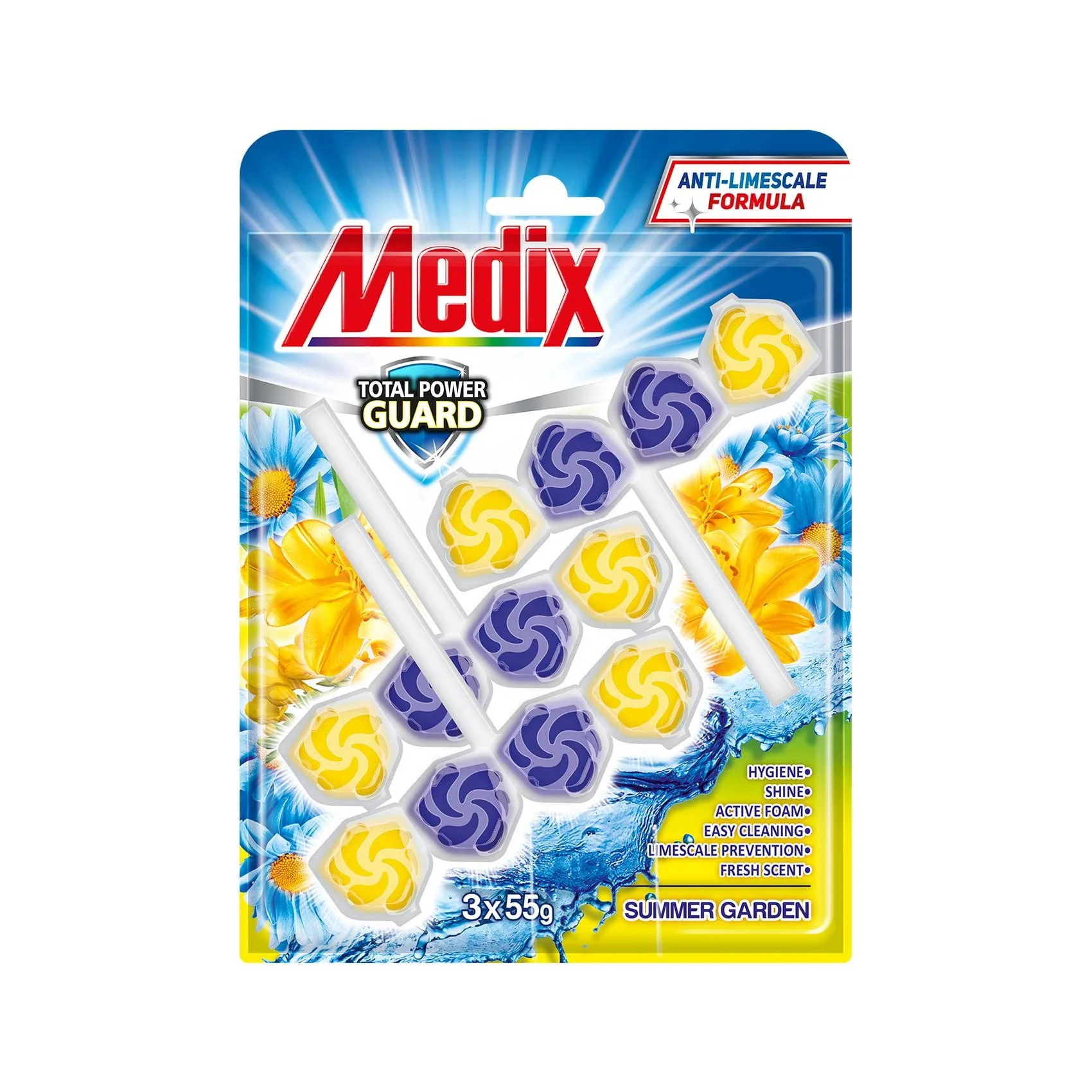 Air freshener for toilet Medix Summer Garden, 55 g, 3 count