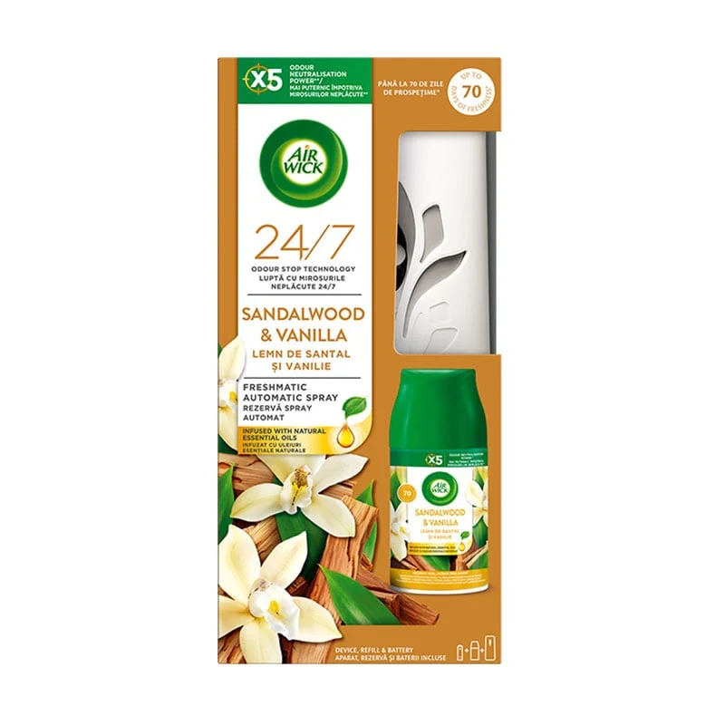 Air Wick Freshmatic Air Freshener, starter kit, Sandalwood & Vanilla, 250 ml