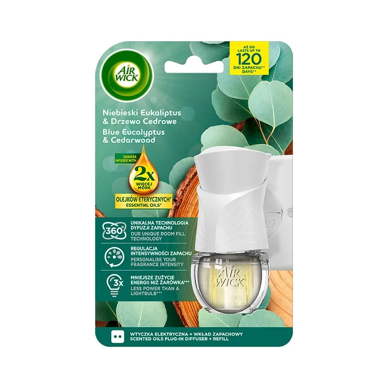 Air Wick Electrical Plug-in, Extra Oils, Eucalyptus & Cedar, starter kit, 19 ml