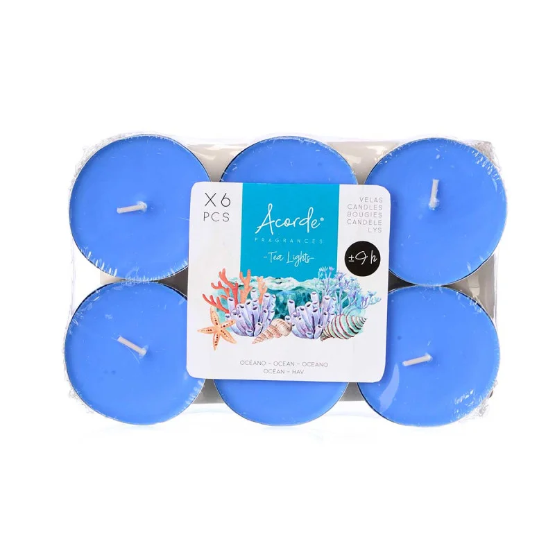 Tea lights Acorde, Ocean, 9 hours, 6 pcs