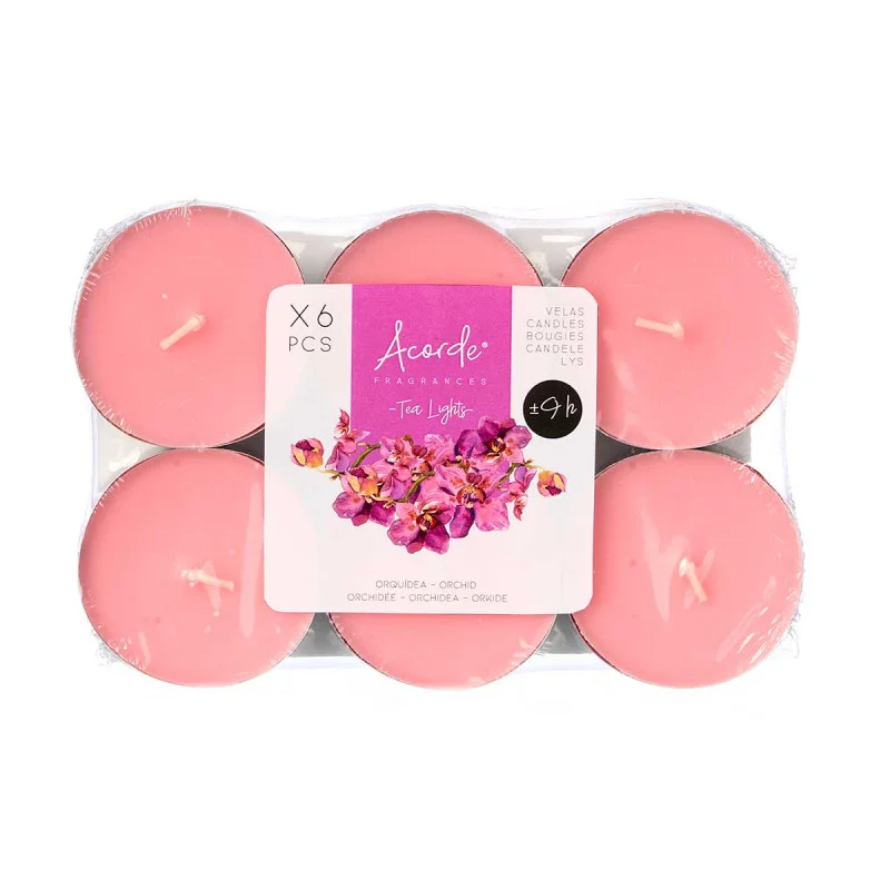 Tea lights Acorde, Orchid, 9 hours, 6 pcs