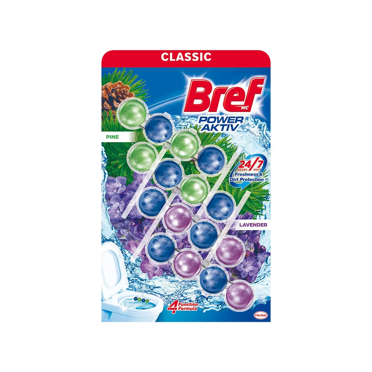 BREF POWER ACTIVE PINE LAVENDER WC FRESHENER 4x50G