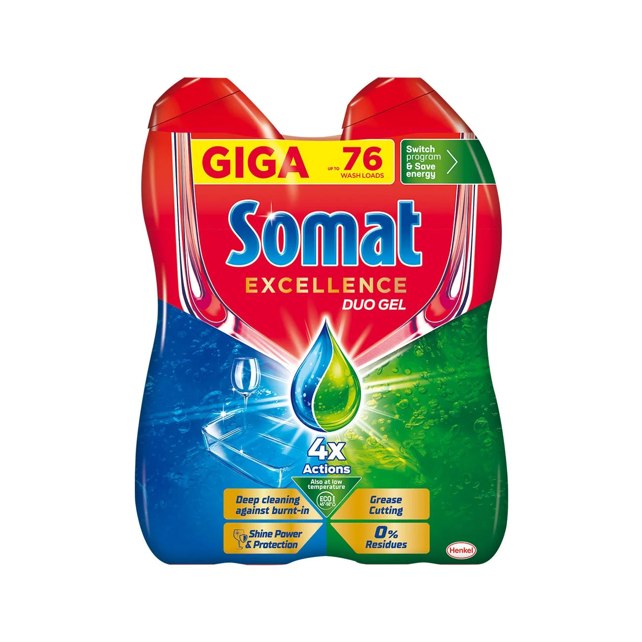 SOMAT EXCELLENCE DUO DISHWASHER GEL 76 WASHES 0.684L OP.2
