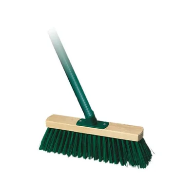 Broom York, industrial, wooden, with conical thread, 30 cm, green