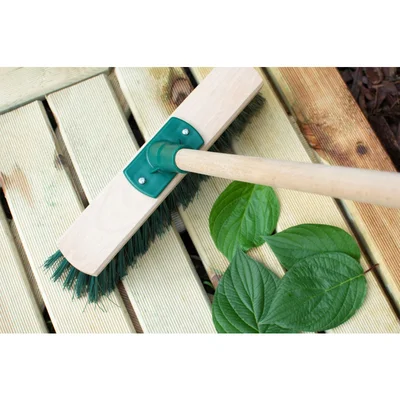 Broom York, industrial, wooden, with conical thread, 30 cm, green