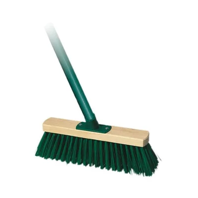 Broom York, industrial, wooden, with conical thread, 40 cm, green