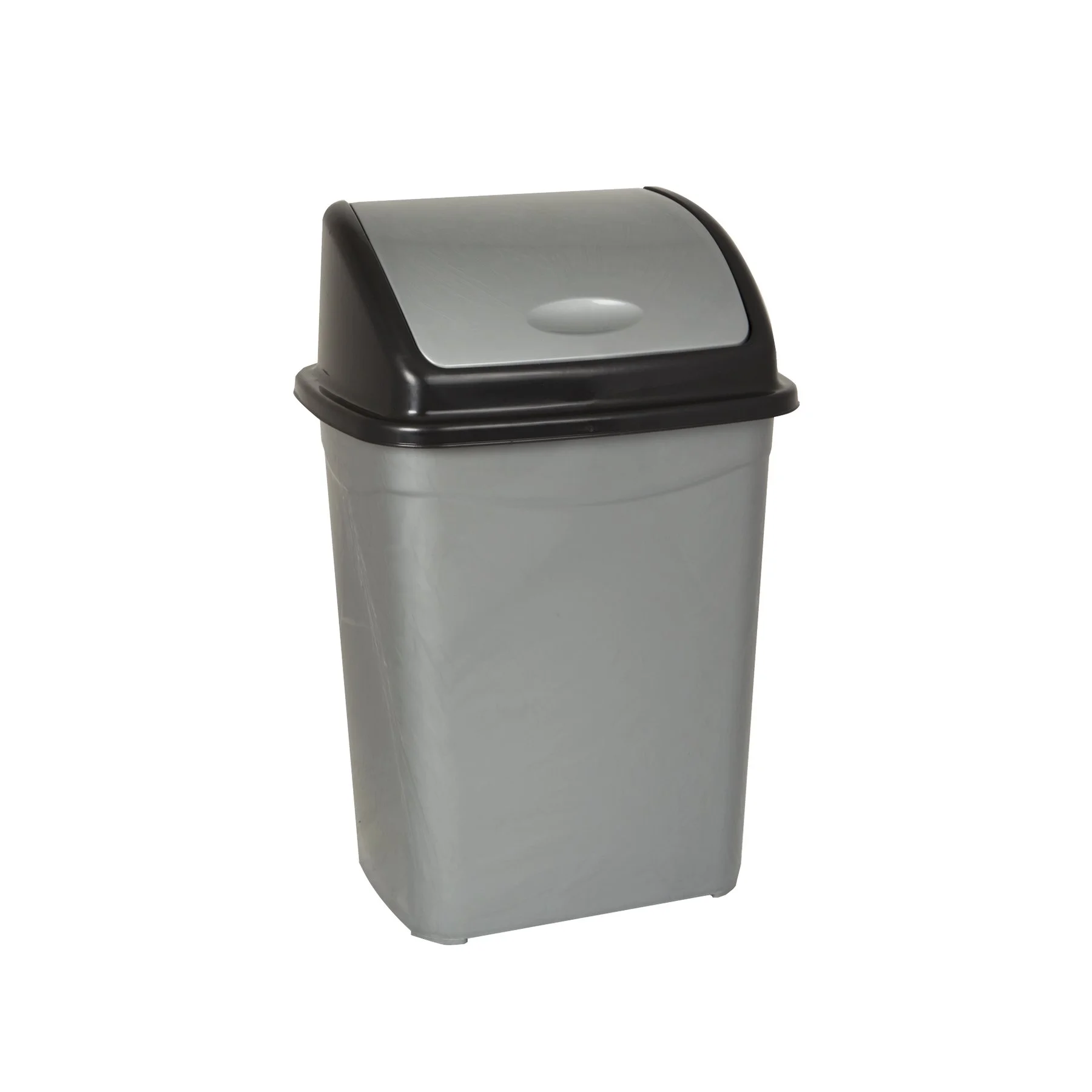 Planet waste bin, with swinging lid, plastic, 50L, grey-black, 420x345x680cm